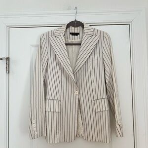 White Pinstripe Blazer Jacket with Notch Lapel